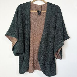 Current Air Reversible Open Cardigan Shawl Green & Gold Shimmer Holiday Women’s